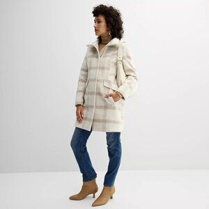 Women's Nine West Faux-Wool Zip Front Coat